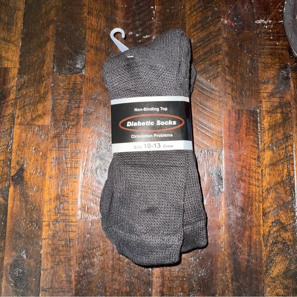 Diabetic Socks Diabetes Edema Circulatory Sz 10-13 Crew Black 3 Pairs set Unisex